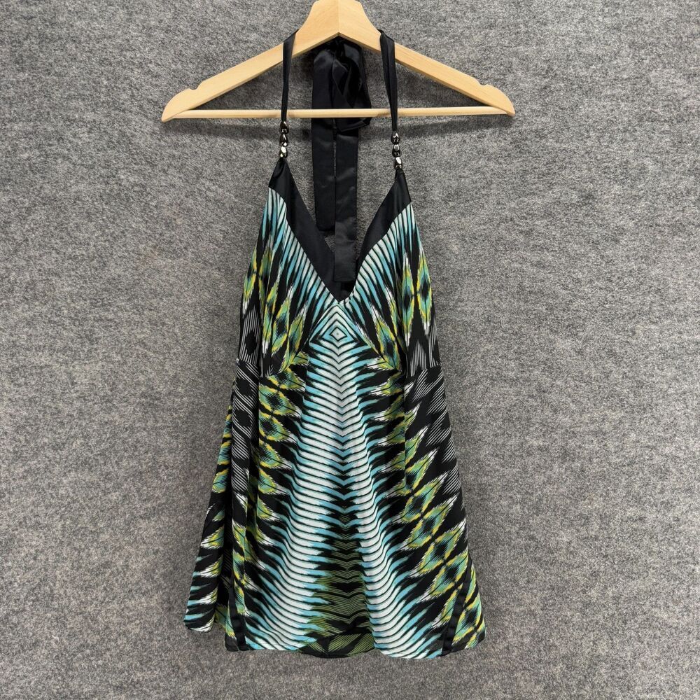 MixIt Top Women S Small Black Striped Sleeveless Halter Neck Lined Pullover